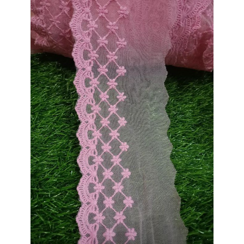 renda tile pink lebar 9cm meteran
