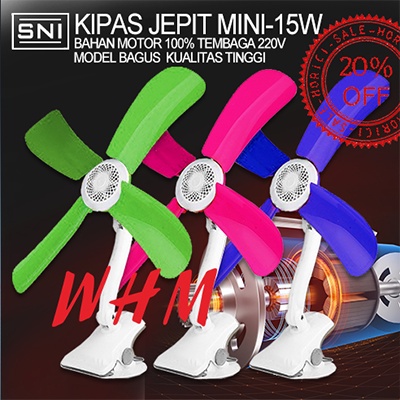 MURAH 15W 20W 25W 30W Mini Fan KIPAS JEPIT MINI/ KIPAS JEPIT DINDING MEJA 4 BALING-BALING Bahan Moto