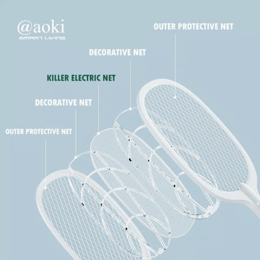 Raket Nyamuk Technology Aoki 881S-Putih Efektif 2 In 1/Insect Killier