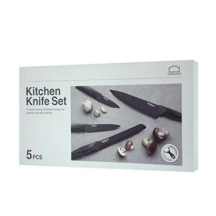 LOCK &amp; LOCK KITCHEN KNIFE SET CKK101S5BLK BLACK/ PISAU SET