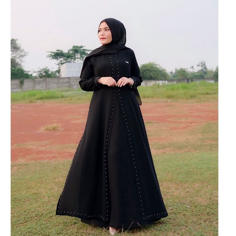 Zara dress jetblack premium Original semi sutra by SAIDE OFFICIAL/ pakaian dress gamis muslim wanita