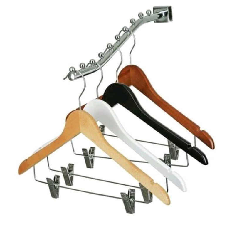 Hanger baju Hanger kayu Hanger baju dewasa Gantungan baju dewasa Hanger baju distro (Wood) Natural