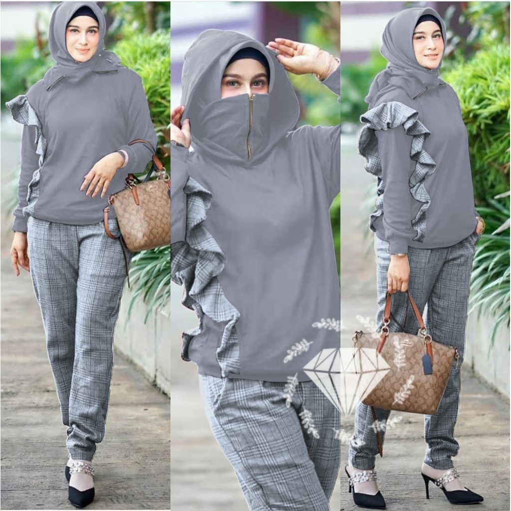 SET SALVIA HOODIE kR / SETELAN TRAINING WANITA / PAKAIAN WANITA SIZE XL