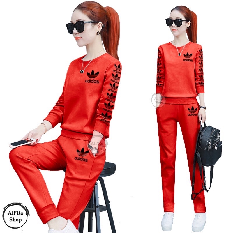 Baju Setelan Olahraga Wanita Lengan Panjang Stelan Training Senam Lari Sepeda Jogging ADDS Daun Ukuran L XL XXL XXXL ARS 14