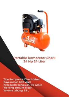 Shark 3/4 HP MZ-0725 Kompresor Angin Automatic Dengan