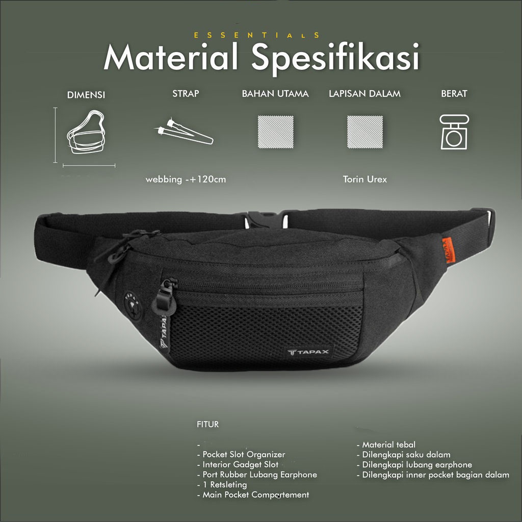 Tas Waistbag Pria Casual Rusther Zetshop