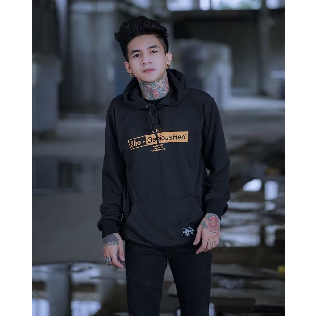 Sweater Hoodie Pria Distro Original GENIOUS Premium Sweter Laki Unisex Cewek Cowok Keren Bahan Tebal