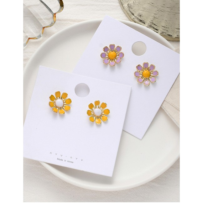 LRC Anting Tusuk Fashion Daisy Oil Drop Alloy Earrings K70506