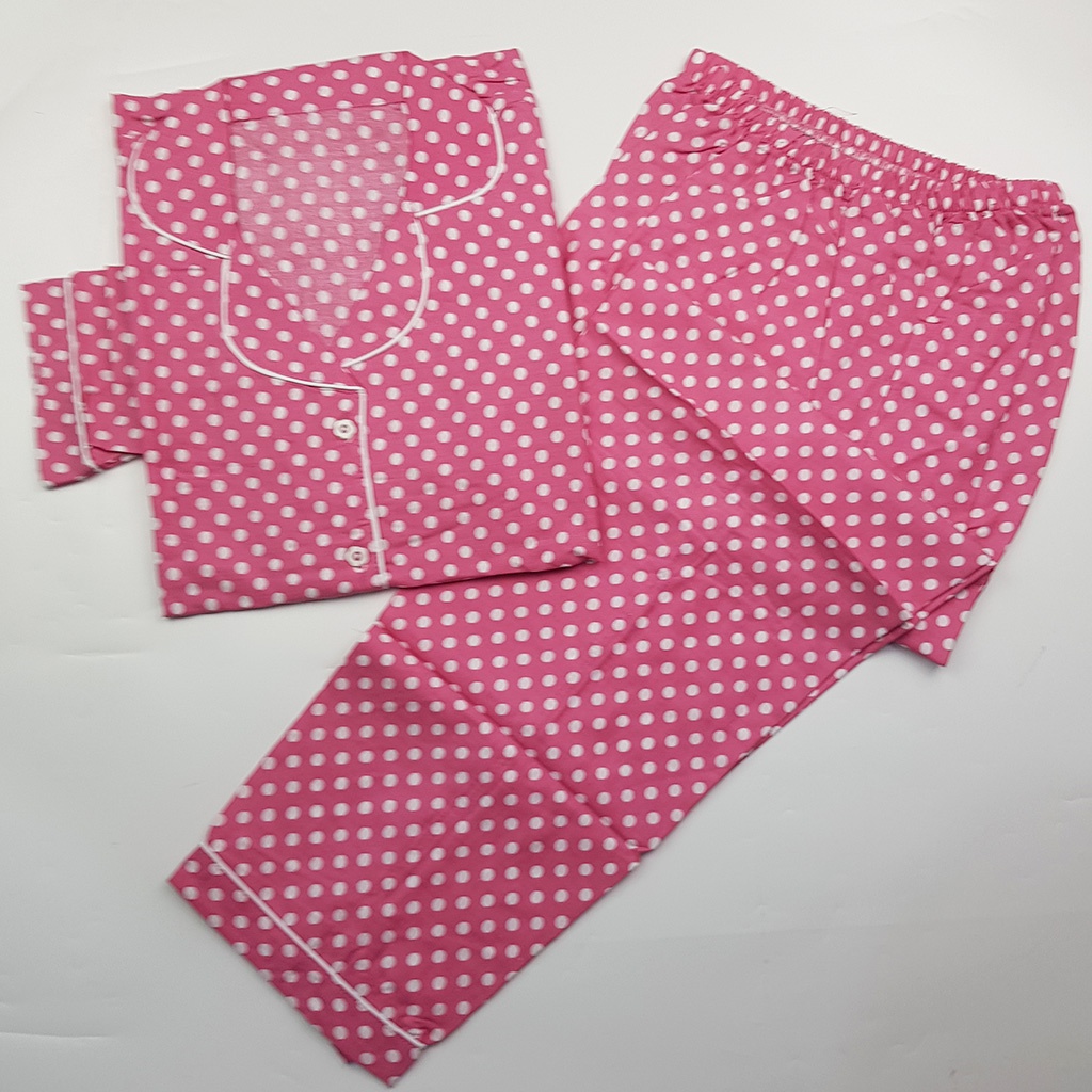 Stelan Baju Tidur Piyama Dewasa Lengan Panjang All Size Motif Lumina-PPL ONDE PINK KAJEP