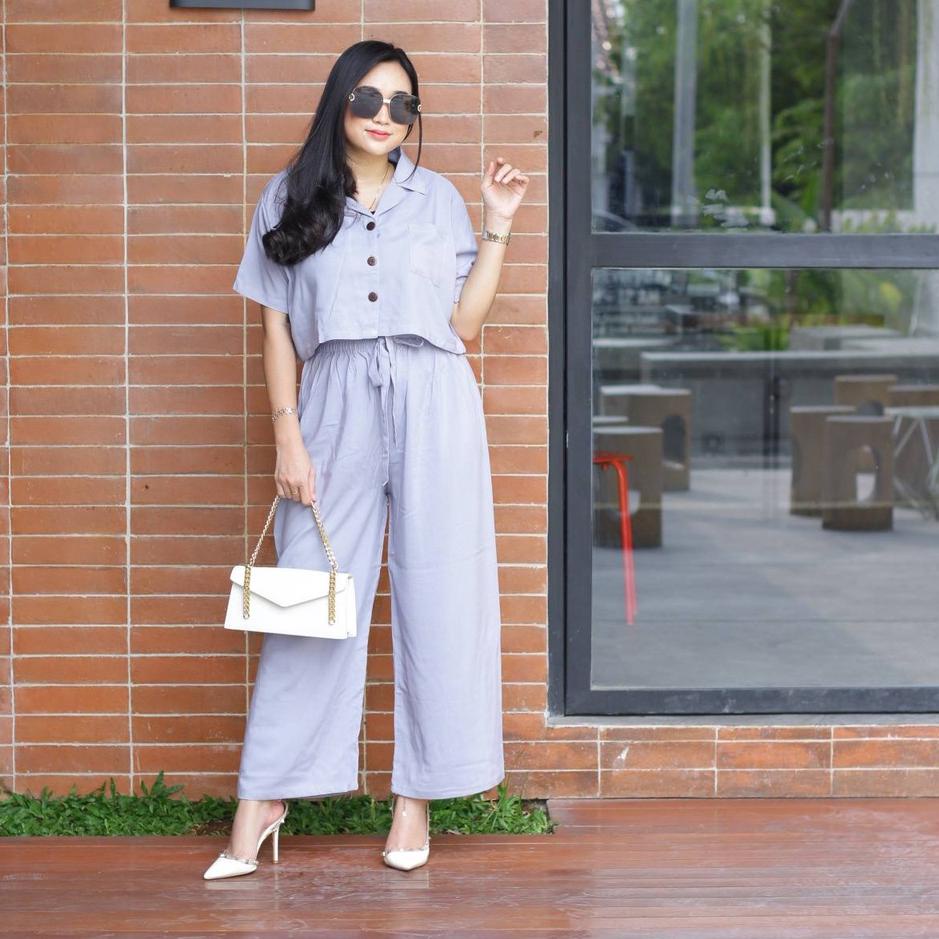 COD  9.9 ONE SET CROP TOP BLEZER || KEMEJA CROP || SET WANITA [KODE 241]