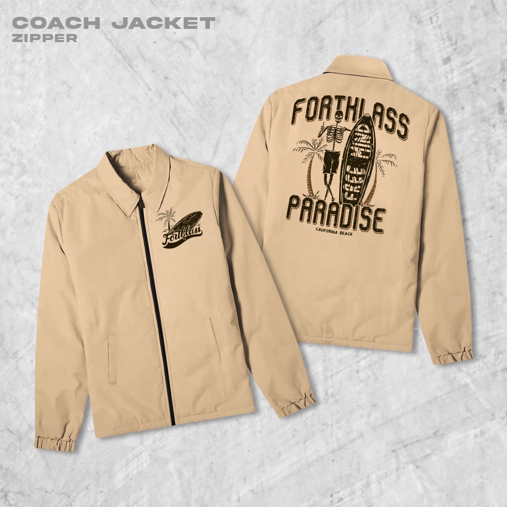 Fortglass Paradise Coach Zipper Jaket Polos Pria Jaket Parasut Unisex