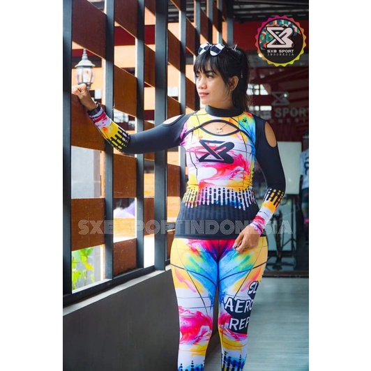SETELAN BAJU OLAHRAGA SENAM ZUMB AEROBIC SXB SPORT KAOS & LEGGING