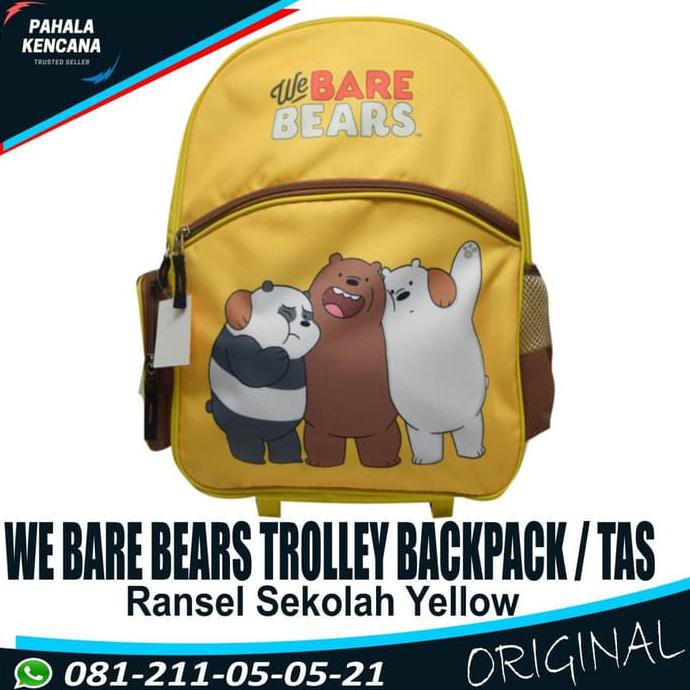 We Bare Bears Trolley Backpack / Tas Ransel Sekolah Yellow F5025