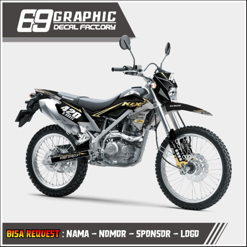 DECAL STICKER KLX BF FULL BODY HITAM ABU GOLD