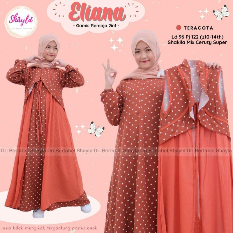 Elana Gamis Rompi Anak Tanggung 10-14 Tahun Baju Muslim Bahan Shakila Mix Ceruty Maxy Dress Remaja P