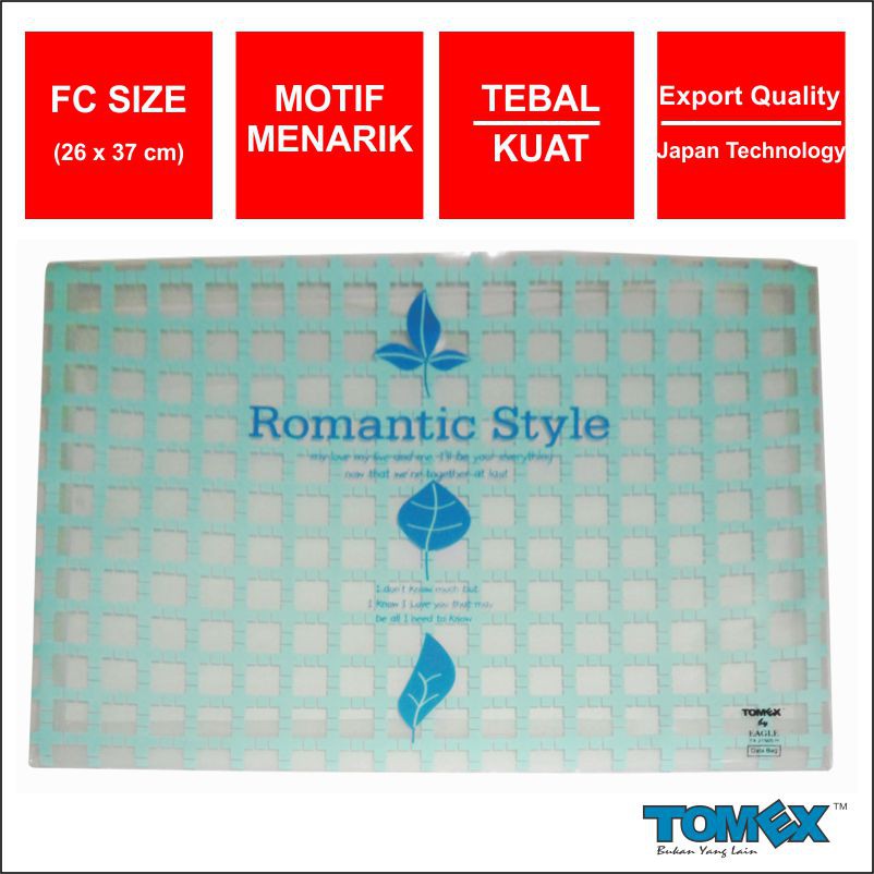 

TOMEX Map Plastik Kancing Punggung Data Bag With Spine Motif ROMANTIC STYLE Folio Isi 6 Pcs