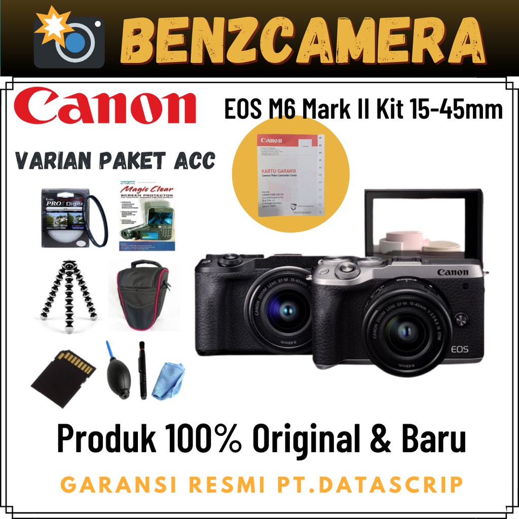 Canon EOS M6 Mark II Kit 15-45mmm Kamera Mirrorless