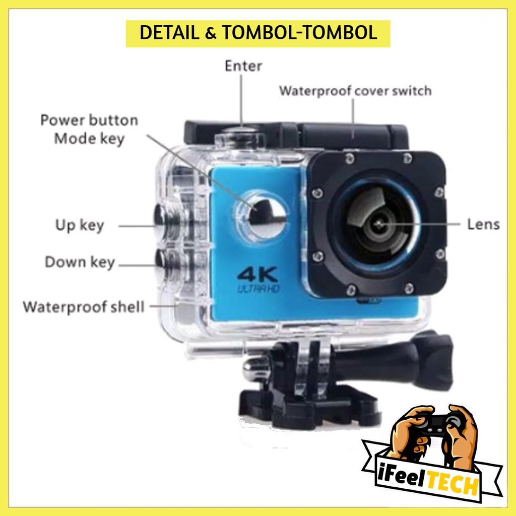 iFeelTech - Sport Camera Wifi Kogan 4k Camera Action 1080p 18MP Action Vlog Camera Wifi Anti Air Waterproof Untuk Vlog Dan Lainnya-1