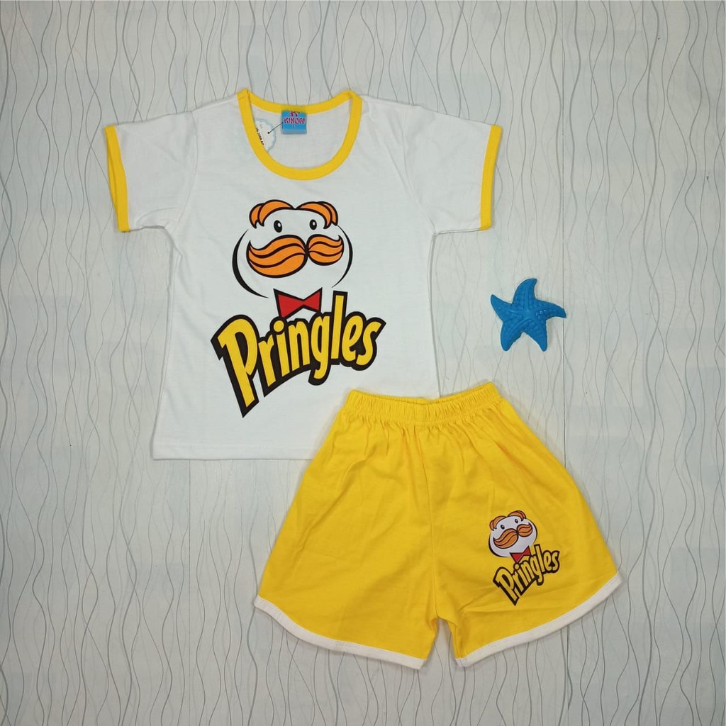 SETELAN ANAK CELANA PENDEK MOTIF PRINGLES USIA 0BULAN-7TAHUN