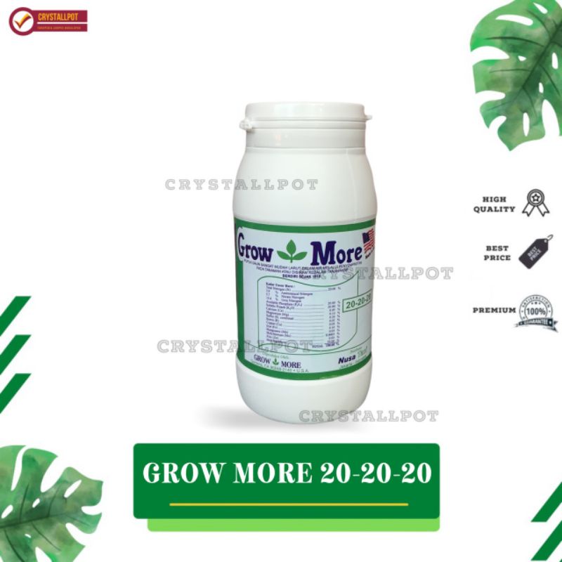 Pupuk nutrisi npk GROWMORE 20-20-20 untuk buah,bunga,daun dan akar (454gr) - GROWMORE BOTOL 20-20-20 SEIMBANG