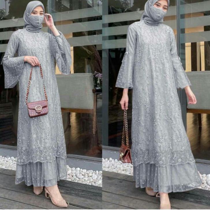 Produk melimpa ISG√MAXI GELA SIZE M-L-XL-XXL JUMBO/DRESS WANITA TILE ONDE POLKADOT/BROKAT TILE MUTIA