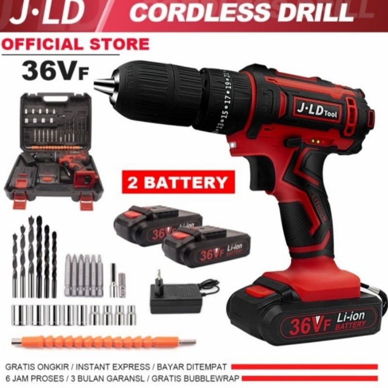 Mesin Bor Cordless JLD 36v Impact Drill Bor tanpa kabel