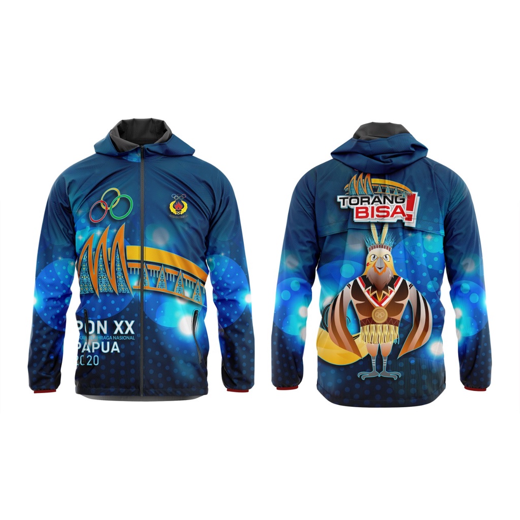 Jaket Parasut Taslan PON XX Papua Fullprint Windbreaker Waterproof