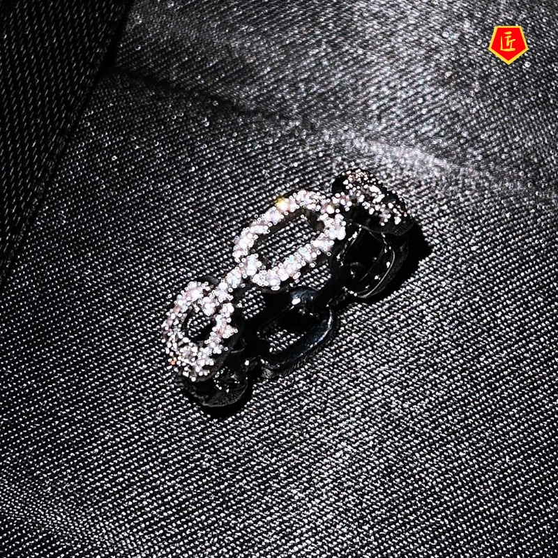 [Ready Stock]High-Grade Full Diamond Chain Ring Fashion Personality