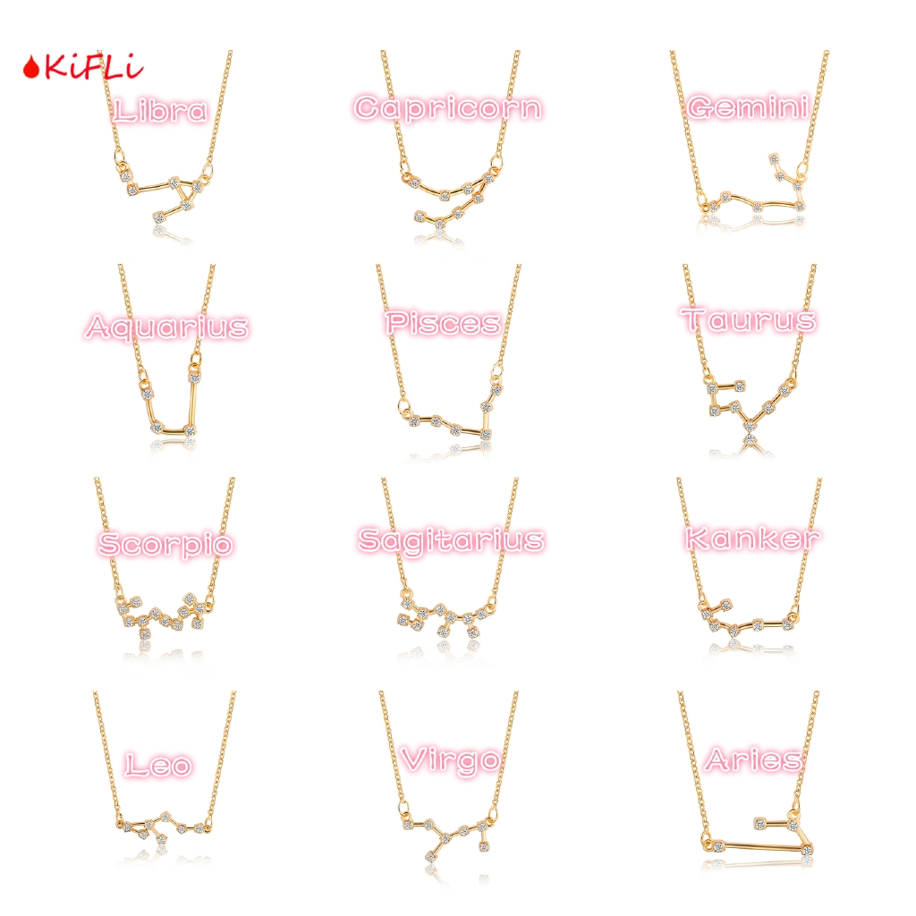 [Bayar Di Tempat],New 12 Constellation Kalung,Choker Dengan Liontin Bentuk Huruf,Dan Hiasan Berlian