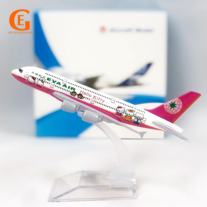 Mainan Model Pesawat Airbus 380 Hello Kitty A380 Bahan Alloy Ukuran 16CM Warna Pink Untuk Hadiah