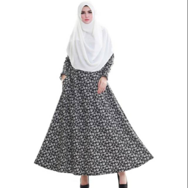 Gamis Bunga Hitam Kecil