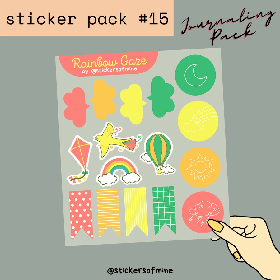 

Sticker Pack #15 | JOURNALING PACK - Rainbow Gaze