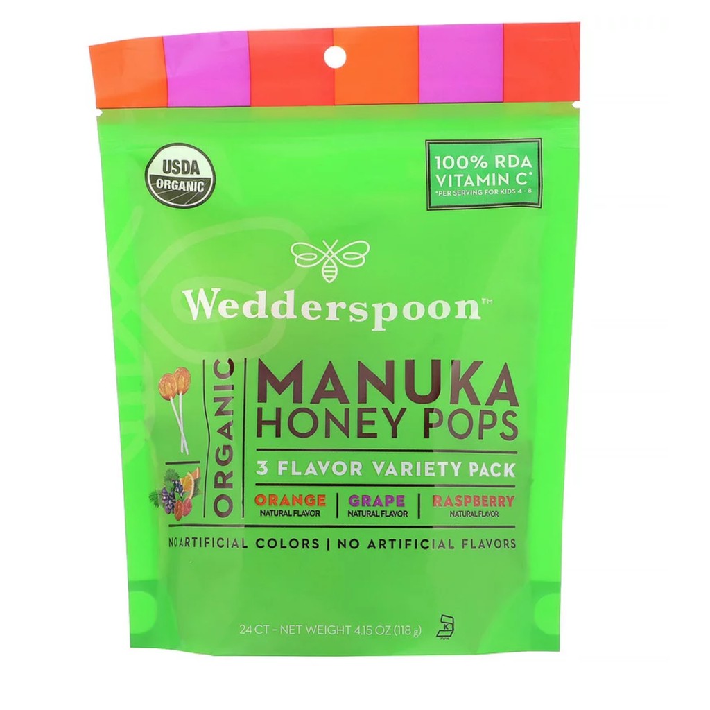

READY Wedderspoon, Organic Manuka Honey Pops, 3 Flavor Variety Pack, isi 24