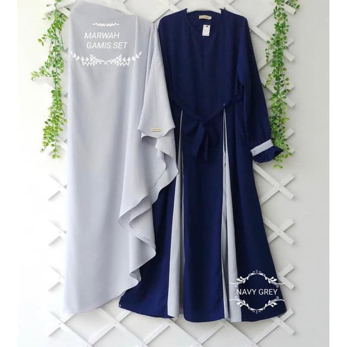 ORIGINAL MARWAH GAMIS SET SYARII DRESS MUSLIM + KHIMAR - BEST SELLER BERKUALITAS