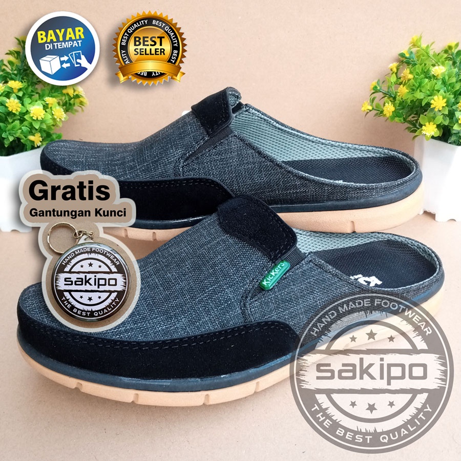 PROMO 9.9 !! SLOP KASUAL PRIA DEWASA SLIP ON WARNA HITAM MURAH BERKUWALITAS SOL KARET TRENDI NYAMAN DIPAKAI / SEPATU SANTAI PRIA DEWASA / SEPATU KERJA LAPANGAN / SEPATU KERJA KANTORAN / SAKIPO