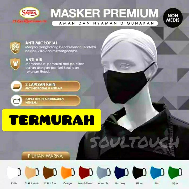 Masker Sritex PREMIUM WARNA - ORIGINAL 100% - Masker Kain Anti Air Droplet