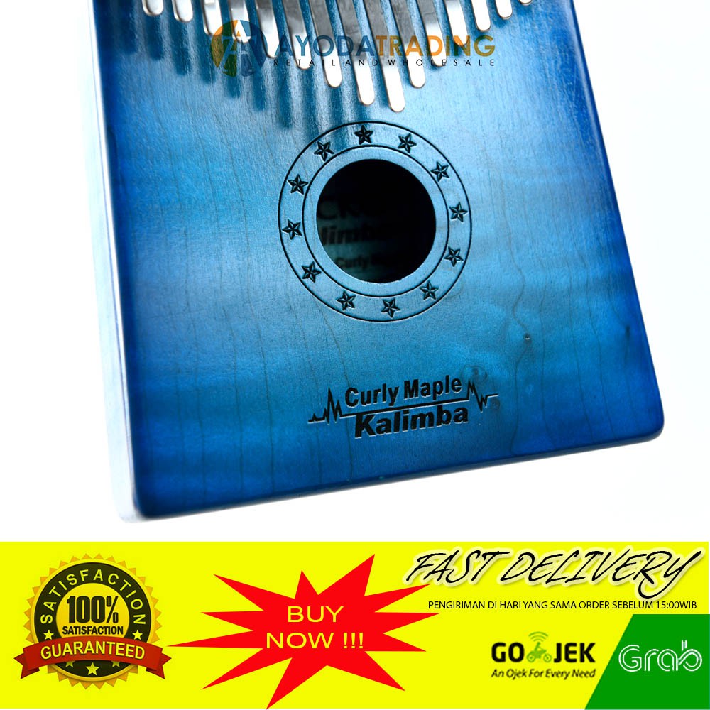 Paket Authentic Gecko Kalimba K17 MC-BL Curly Maple Hard Case