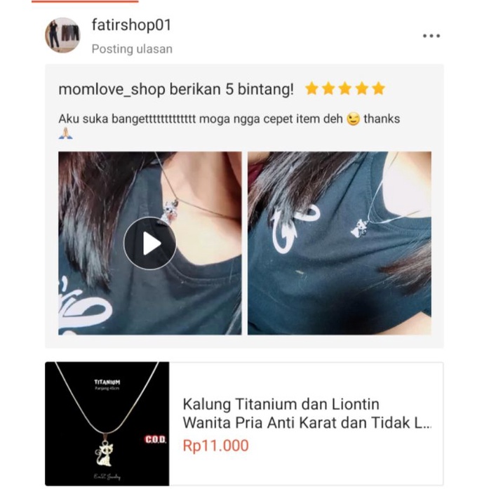 Kalung Titanium dan Liontin Wanita Pria Anti Karat dan Tidak Luntur Terbaru Silver