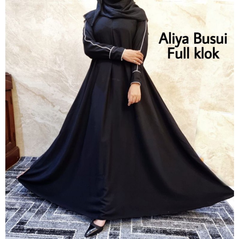 New Abaya Gamis Maxi Dress Arab Saudi Aliya busui full klok Turki Umroh Dubai Turkey India Wanita Hitam