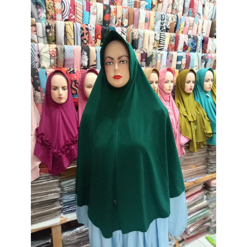 KERUDUNG BERGO POLOS JERSEY PREMIUM CHR HIJAU BOTOL