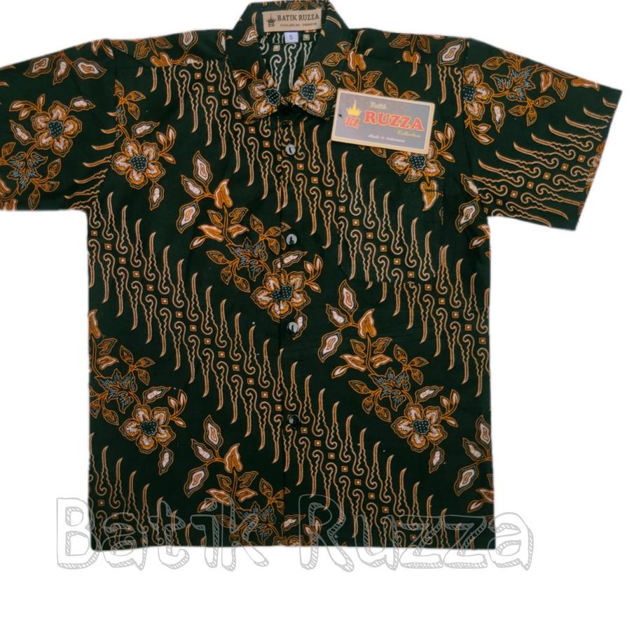 【Promo Hari Ini】 RUZZA Batik Anak Ukuran 0-15 Tahun Kemeja Motif Seno Atika Hitam Sogan Baju Laki-la