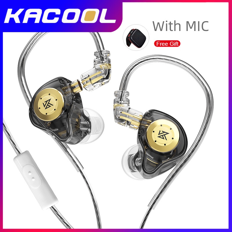 KZ EDX Pro Basshead Earphone with Mic Earphones Dynamic Driver HIFI Bass In Ear Monitor Stage Monitoring IEM Single Driver Earphone Kotak penyimpanan earphone gratis-EDX Pro-Hitam