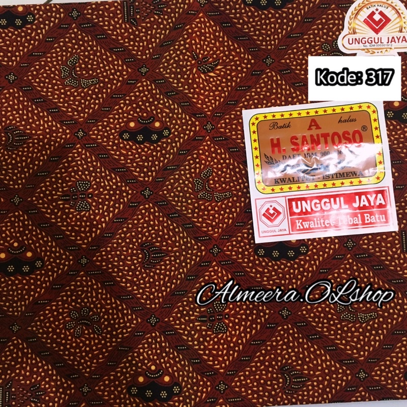 kain jarik lembaran coklat sogan H. SANTOSO A batik TEBAL halus unggul jaya kwalitet istimewa