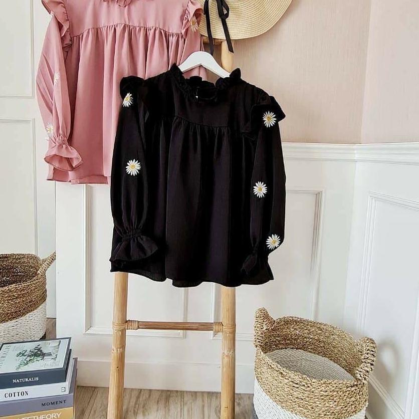 ❇ SF - Ezra Daisy Blouse Bordir / Blooming Daisy Ruffle Shirt Top Bordir Premium ➦