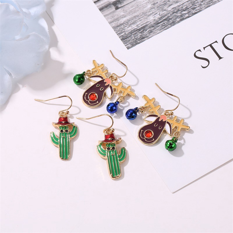 Anting-anting aksesoris fashion Kartun bell hadiah natal anting rumbai Anting lucu lonceng rusa