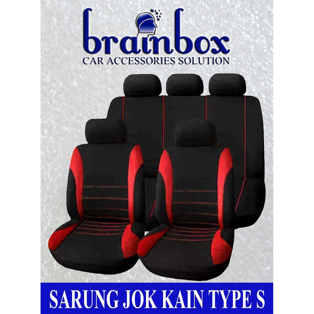  Sarung  Jok  Kursi Mobil  Kain  Universal Type S Hitam Merah 