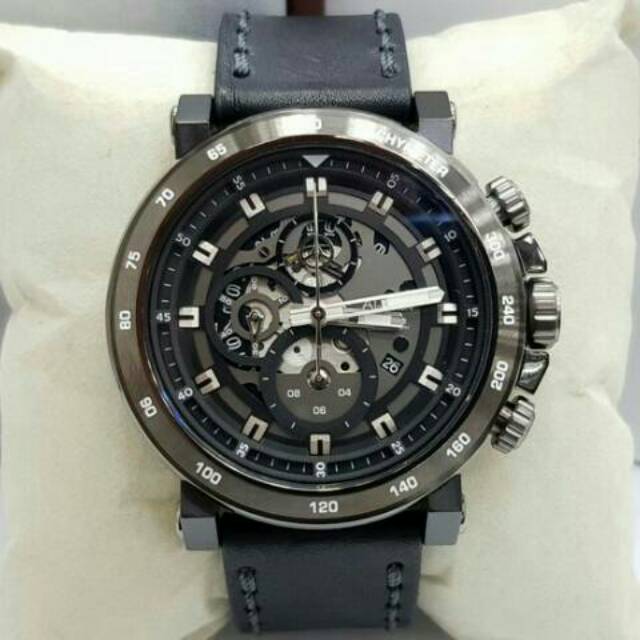 ORIGINAL JAM TANGAN ALEXANDRE CHRISTIE AC 6429 PRIA GREY RED LEATHER BLACK ORIGINAL