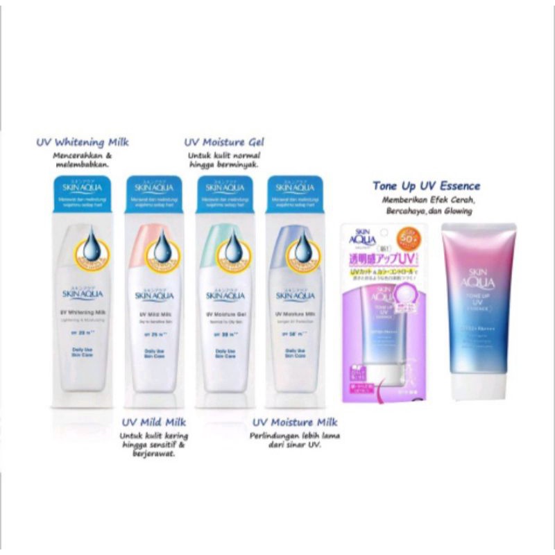 Skin Aqua Sunscreen UV SPF 50 - SPF 30 - SPF 25 - SPF 20 (Moisture Milk - Gel - Tone Up)