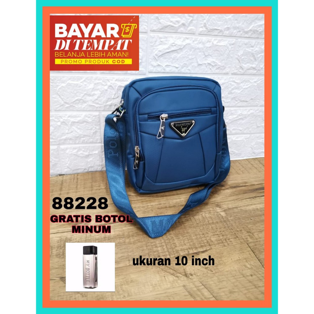 Tas Pria SLINGBAG COWO POLO MILANO 88228  Tas SELEMPANG Terbaru 10 inch FREE botol minum