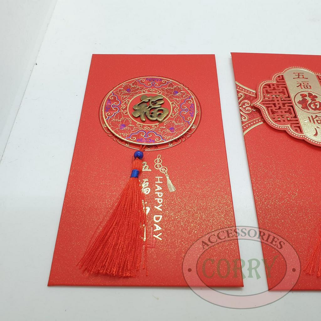 Angpao Besar 22 Cm Fu Imlek 2 Pc Merah Emas Amplop Mewah Bagus Timbul